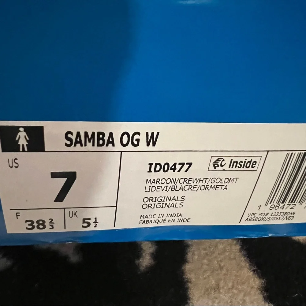 NWT Adidas Samba OG W Maroon Cream White Gold Metallic Sneakers Size Women’s 7 - Picture 15 of 16